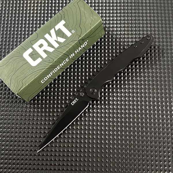 Nóż składany CRKT 7016 Tanto 8Cr14MoV, Liner Lock, metalowa rękojeść do EDC i outdoor